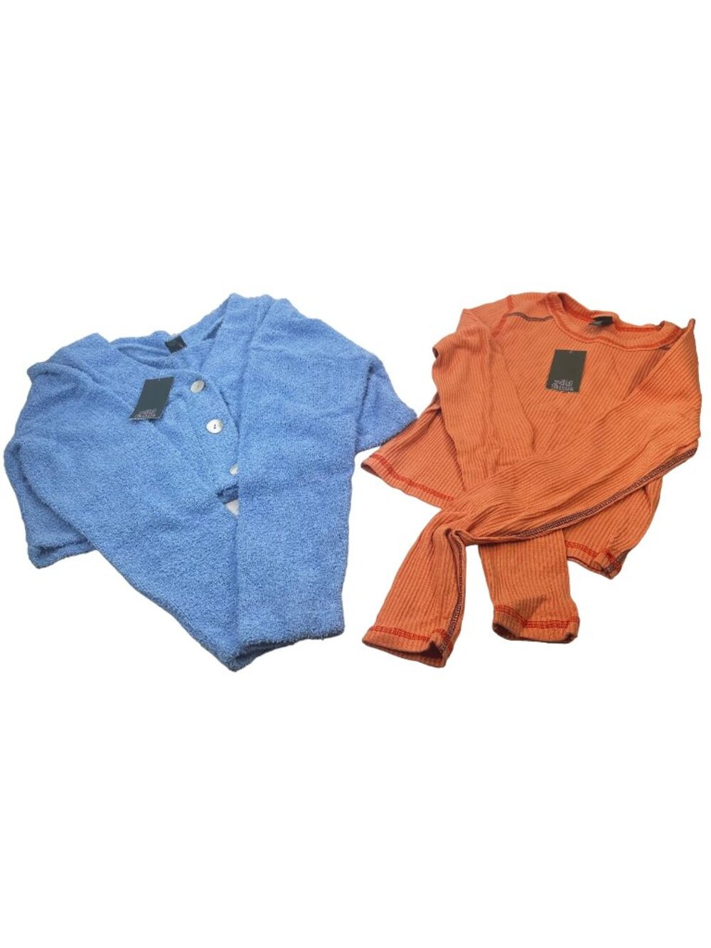 2 Piece Wild Fable Women's Small Blue Crop Sweater And Peach Ribbed T-Shirt